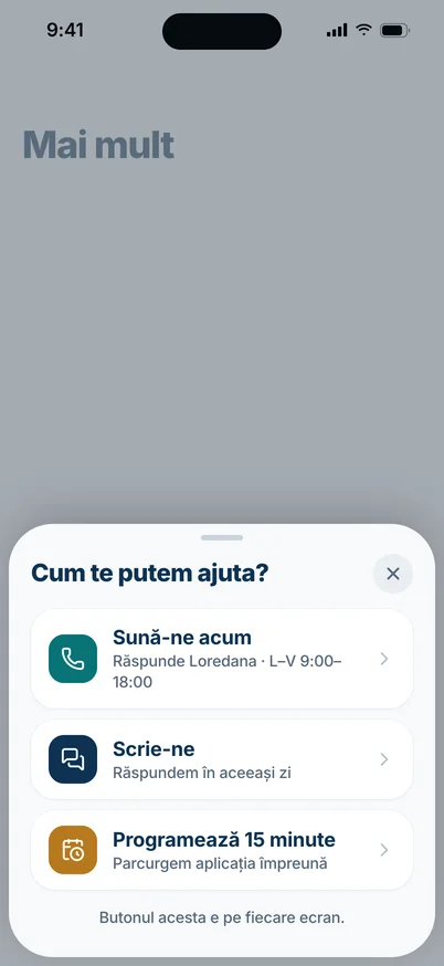 Foaia Cum te putem ajuta, cu trei variante.