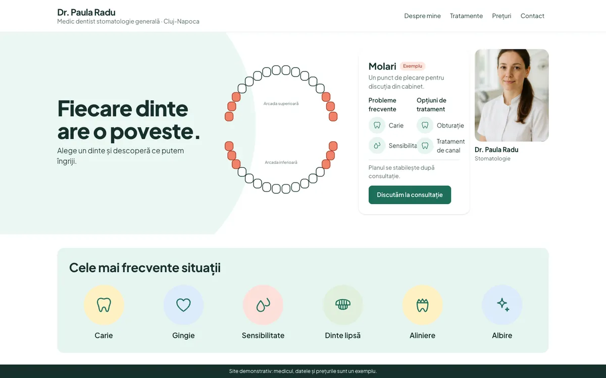 Modelul „Arcada”, stomatologie, pe desktop