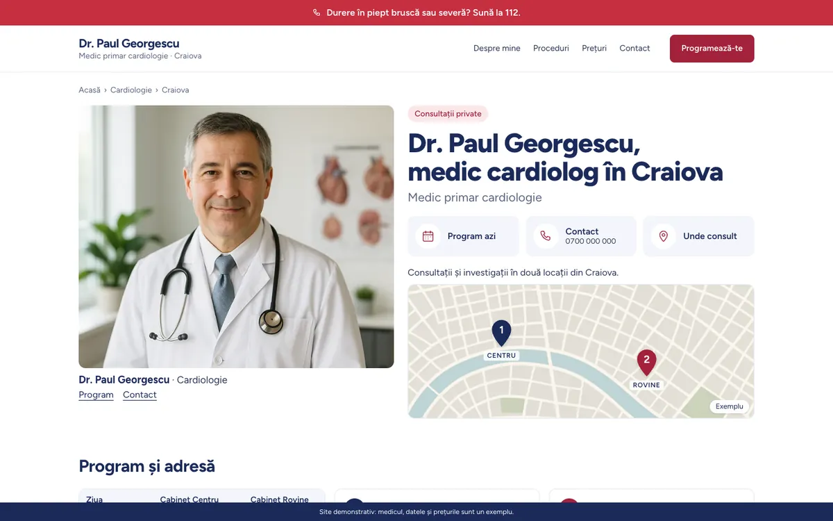 Modelul „Cabinetele”, cardiologie, pe desktop
