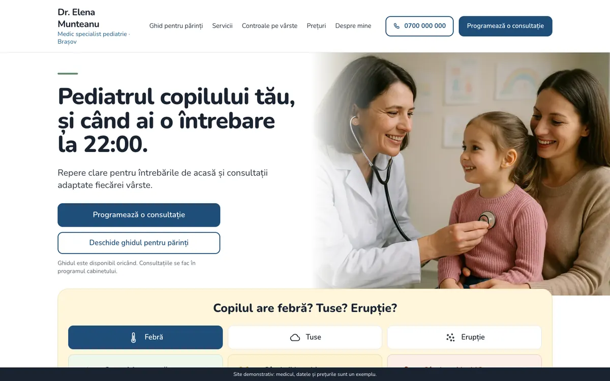 Modelul „Familie”, pediatrie, pe desktop