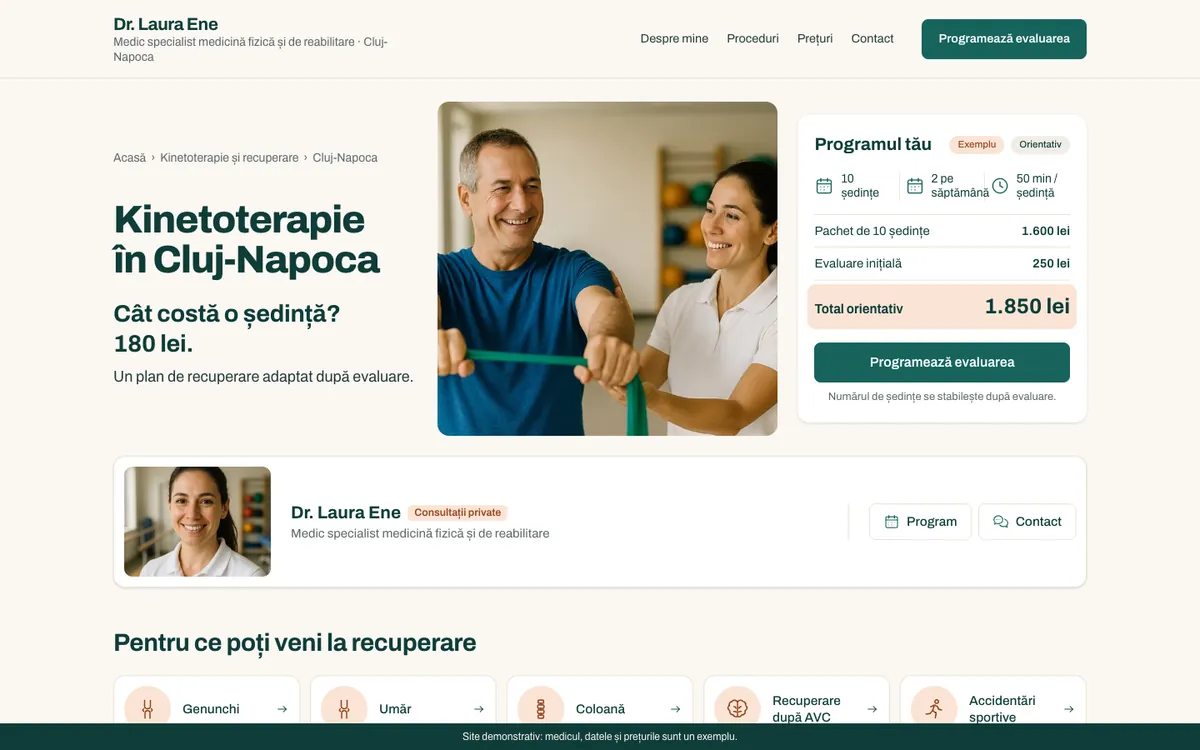 Modelul „Parcursul”, kinetoterapie, pe desktop